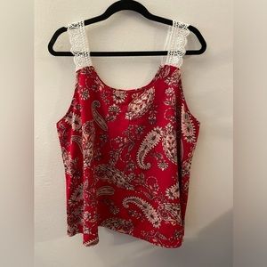 Emery Rose Red Summer Sleeveless Blouse 1XL